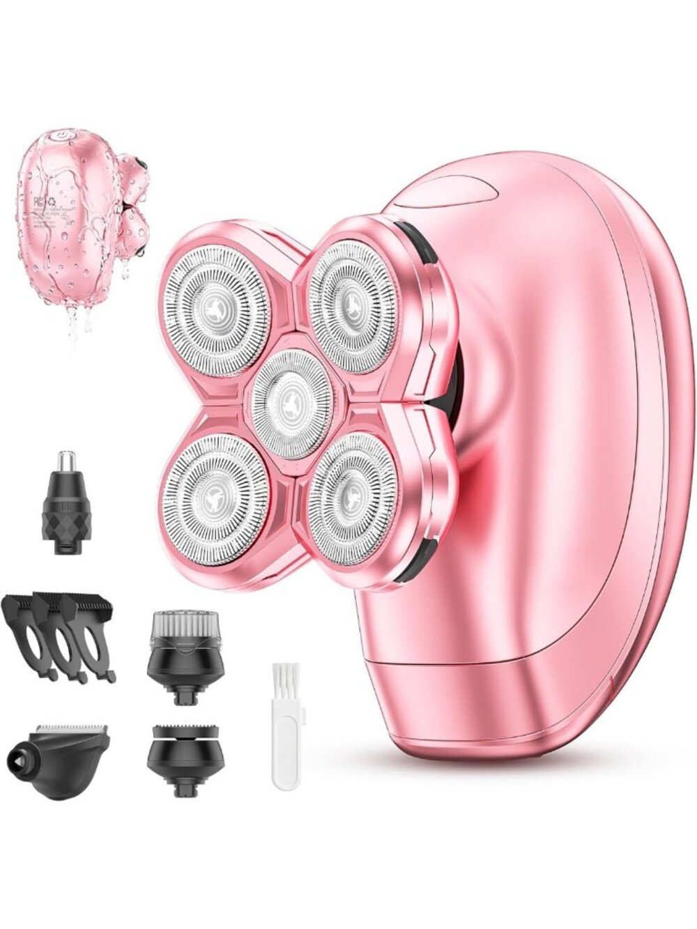 5-in-1 Waterproof Electric Shaver for Women, Rechargeable Hair Remover, Portable